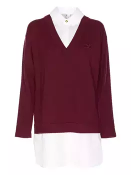 Платье с вышитым логотипом и V-образным вырезом Elisabetta Franchi, красный