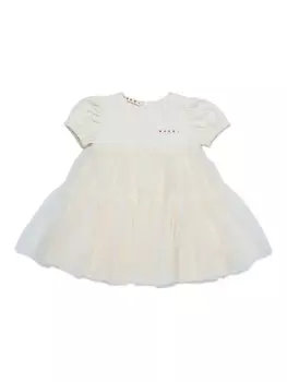 Платье с вышитым логотипом Marni Kids, белый