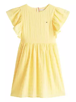 Платье с вышитым логотипом Tommy Hilfiger Junior, желтый