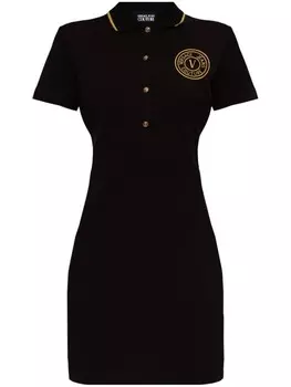 Платье с вышитым логотипом Versace Jeans Couture, черный