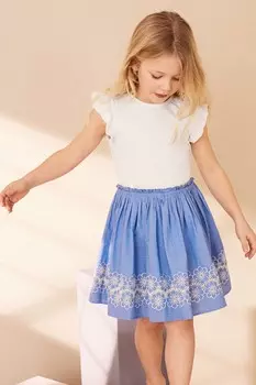 Платье с вышитым низом (3-12 лет) Next, синий