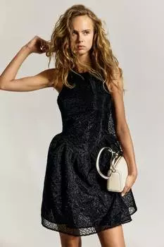 Платье с вышитым воротником-халтер H&M, черный