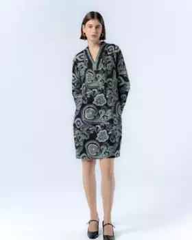 Платье с вышитым воротником и принтом пейсли Lorena Niza, мультиколор