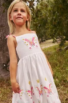 Платье с вышивкой бабочками Boden, бежевый