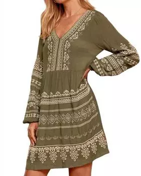 Платье с вышивкой Go For It в цвете Moss ANDREE BY UNIT