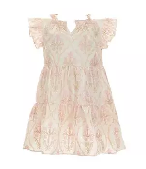 Платье с вышивкой и оборками на рукавах A Loves A Little Girls 2T-6X, розовый