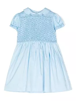 Платье с вышивкой и сборками Rachel Riley, синий