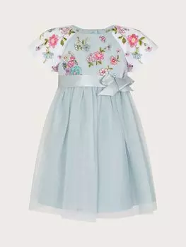 Платье с вышивкой Monsoon Baby Emzy, зеленое