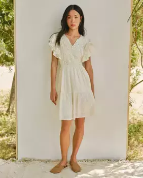 Платье с вышивкой на груди Sfera, цвет Crudo