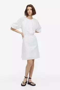 Платье с вышивкой на люверсах H&M, белый