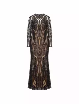 Платье с вышивкой Obsidian Elie Saab, черный
