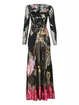 Платье с вышивкой пайетками Temperley London, черный