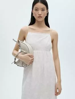 Платье с вышивкой по ключицам Mango, белый