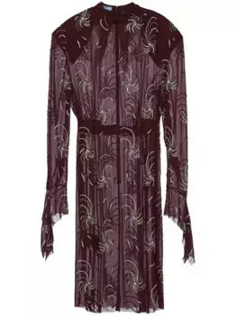 Платье с вышивкой Prada, красный