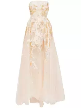 Платье с вышивкой Saiid Kobeisy, нейтральный