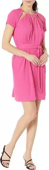 Платье с высоким и низким вырезом-цепочкой MICHAEL Michael Kors, цвет Cerise