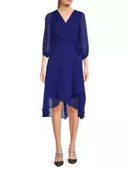 Платье с высоким и низким вырезом Surplice Dkny, цвет Purple Aqua