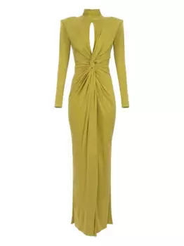 Платье с высоким воротником и драпировкой Elisabetta Franchi, желтый