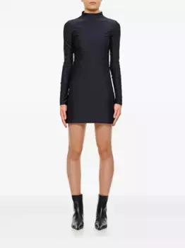 Платье с высоким воротником и сборками SPORTMAX, черный