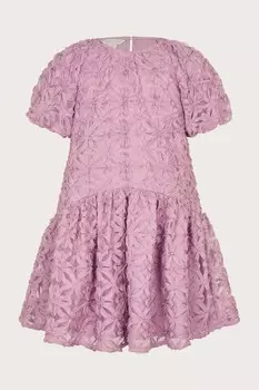 Платье с заниженной талией и фактурным цветочным узором Monsoon, фиолетовый