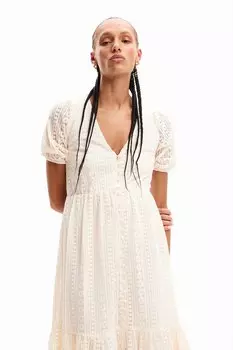 Платье с заостренным воротником Desigual, белый