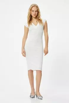 Платье с заостренным воротником Koton, белый