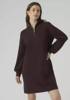 Платье с заостренным воротником Vero Moda HIGHNECK ZIP, цвет winetasting