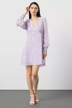 Платье с заостренными рукавами и рукавами-буфами Esprit, фиолетовый