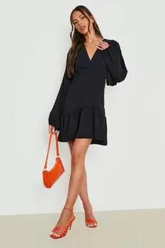 Платье с западным номом и длинными рукавами Boohoo, черный