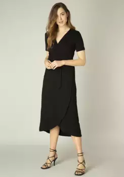 Платье с запахом Base Level "Yvie", удобное, эластичное качество, черный