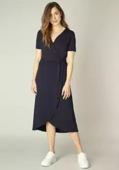 Платье с запахом Base Level "Yvie", удобное, эластичное качество, синий