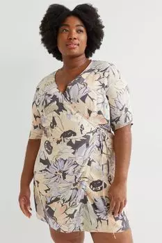 Платье с запахом H&amp;M+, серый/цветы