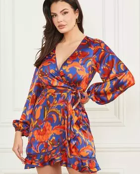 Платье с запахом и бантом на талии Marciano by Guess, мультиколор