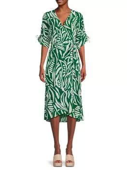 Платье с запахом и ботаническим узором Ba&Sh, цвет Vert