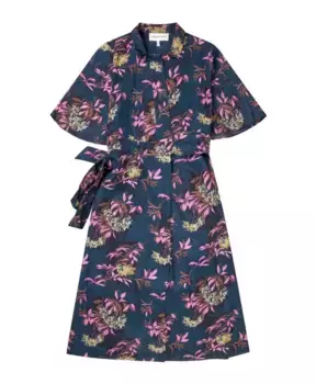 Платье с запахом и цветочным принтом синее Munthe, синий