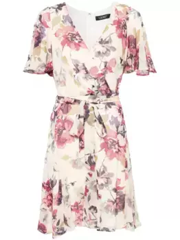 Платье с запахом и цветочным принтом Lauren Ralph Lauren, нейтральный