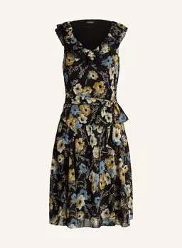 Платье с запахом и кружевом в дырочку Lauren Ralph Lauren, черный