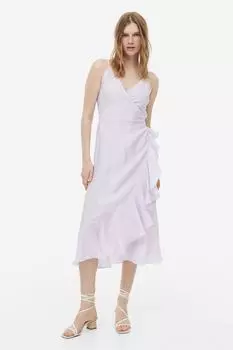 Платье с запахом и оборками H&M, сирень