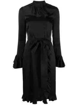 Платье с запахом и оборками Moschino, черный