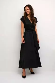 Платье с запахом и рукавами-крылышками Loretta Cream, черный