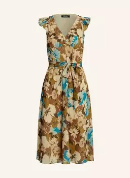 Платье с запахом и рюшами Lauren Ralph Lauren, бежевый