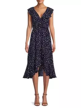Платье с запахом и рюшами Socialite, цвет Navy Confetti