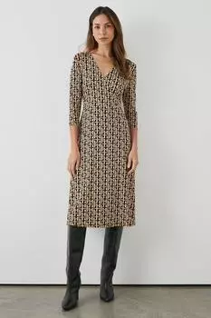Платье с запахом и запахом по бокам Mono Geo Print Debenhams, мультиколор