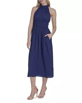 Платье с запахом и завязками на шее Eliza J, синий