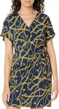 Платье с запахом и завязками с принтом MICHAEL Michael Kors, цвет Midnight Blue