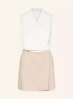Платье с запахом из разных материалов Reiss, бежевый