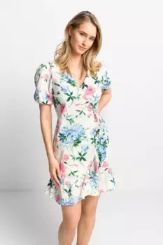 Платье с запахом Rich & Royal с цветочным принтом по всей поверхности, розовый