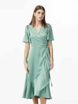 Платье с запахом Y.A.S "YASTHEA 2/4 MIDI WRAP DRESS S. NOOS", с воланом, зеленый