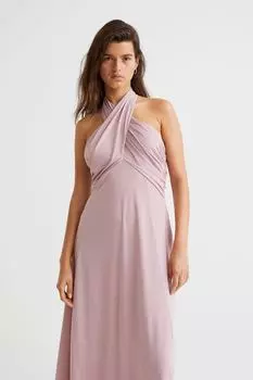 Платье с застежкой на шее H&amp;M, светло-розовый