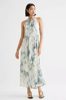 Платье с застежкой на шее H&amp;M, светло-серый/узор